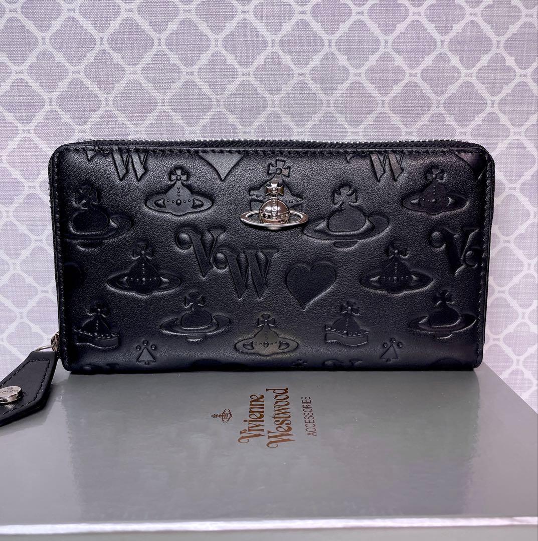 【内側に素敵な柄✩】Vivienne Westwood マット 長財布 ブラック