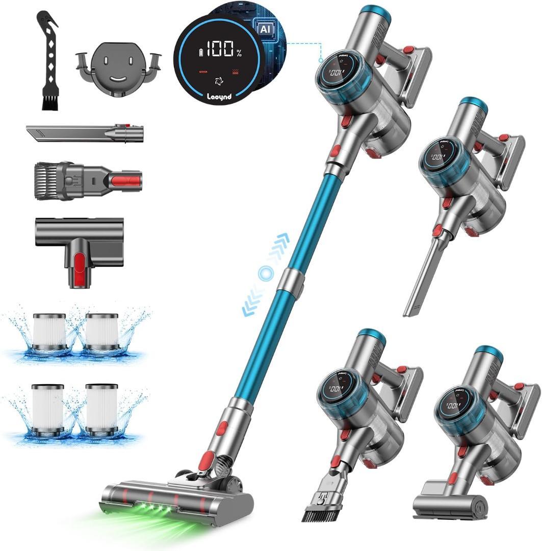 掃除機 コードレス 強力吸引 自立式ブラシ ダニ除去ブラシ付き 60分連続稼働