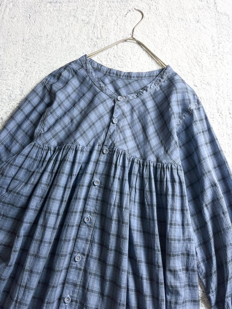 【Vlas Blomme】ヴラスブラム 2wayチェック切替ギャザーワンピース