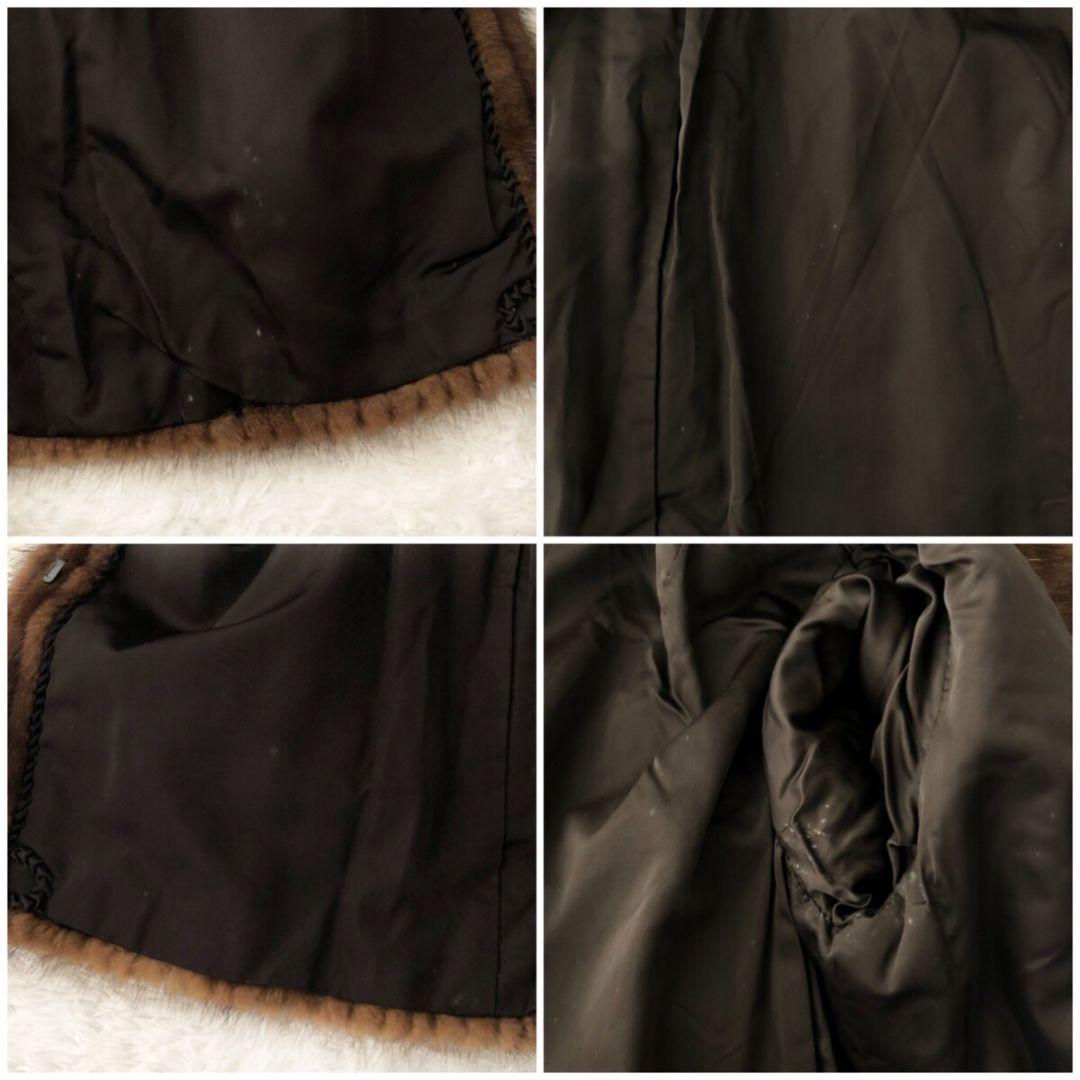 毛皮コート ファーコート リアル ミンク ロング フレア 秋冬 ブラウン M