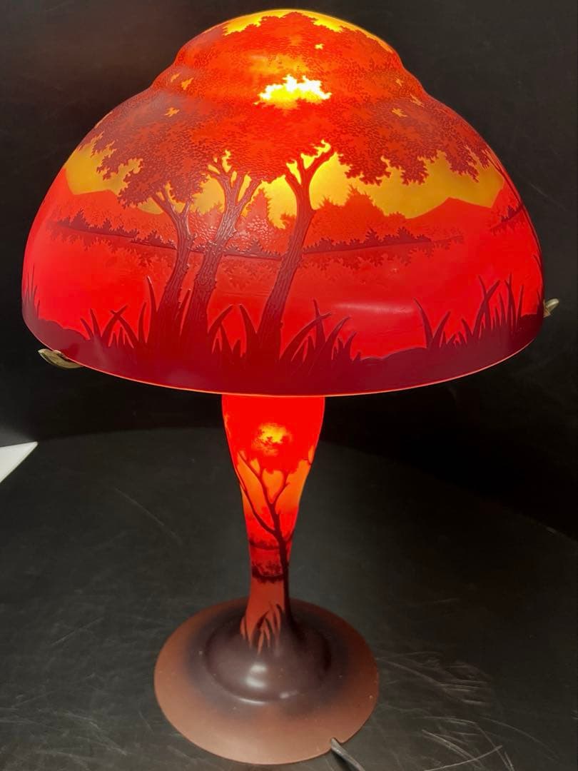 Ungureanu 湖水風景文　酸化腐食彫　大ランプ　高さ46㎝化粧共箱トヒルサ