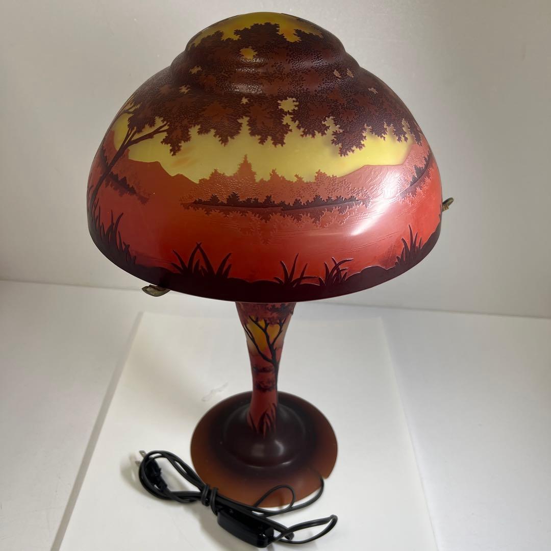 Ungureanu 湖水風景文　酸化腐食彫　大ランプ　高さ46㎝化粧共箱トヒルサ