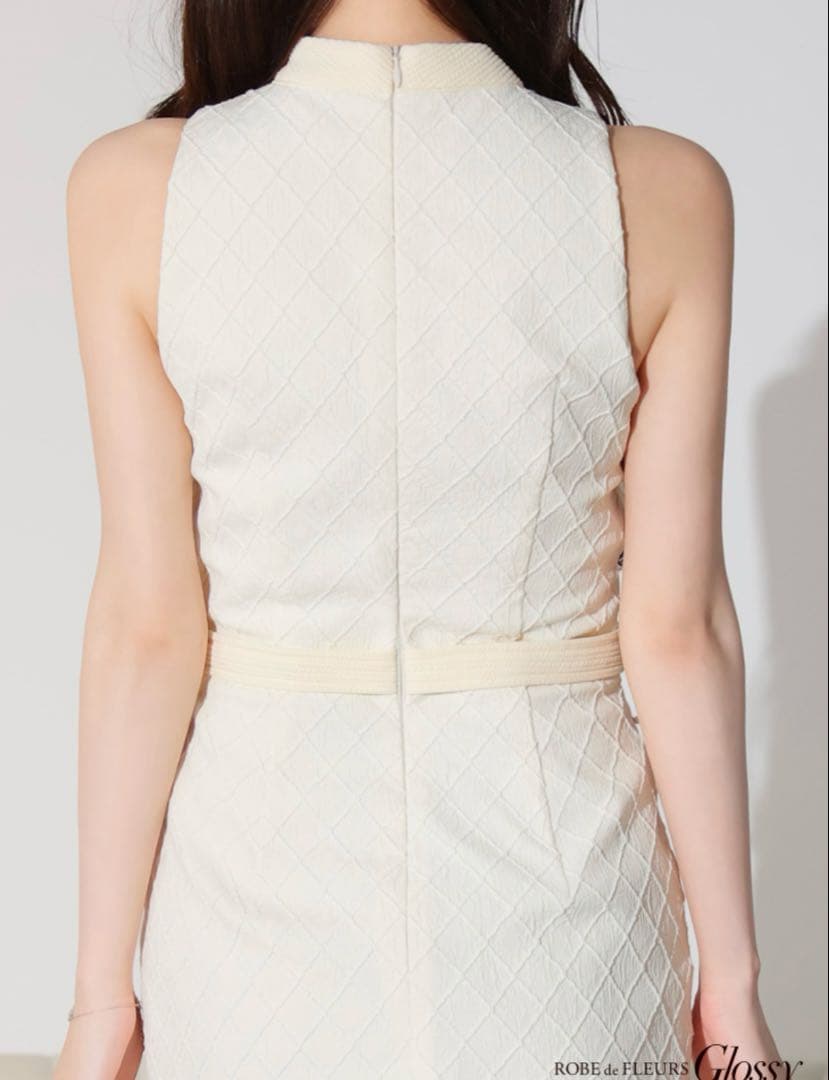 美品フロントジッパー/ ビジュー/ リブ/