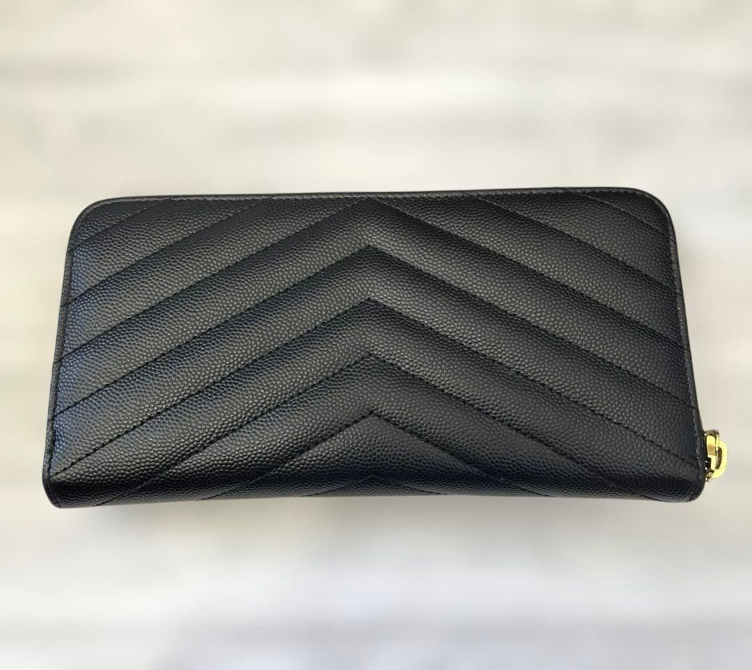 極美品 YSL イブサンローラン ブラック キルティング 長財布