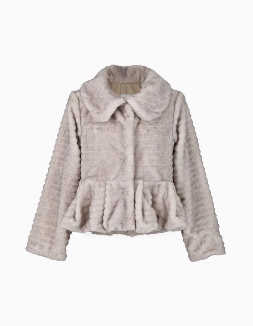 ジャケット・アウター bibiy DORA PEPURAMU FUR COAT BEIGE