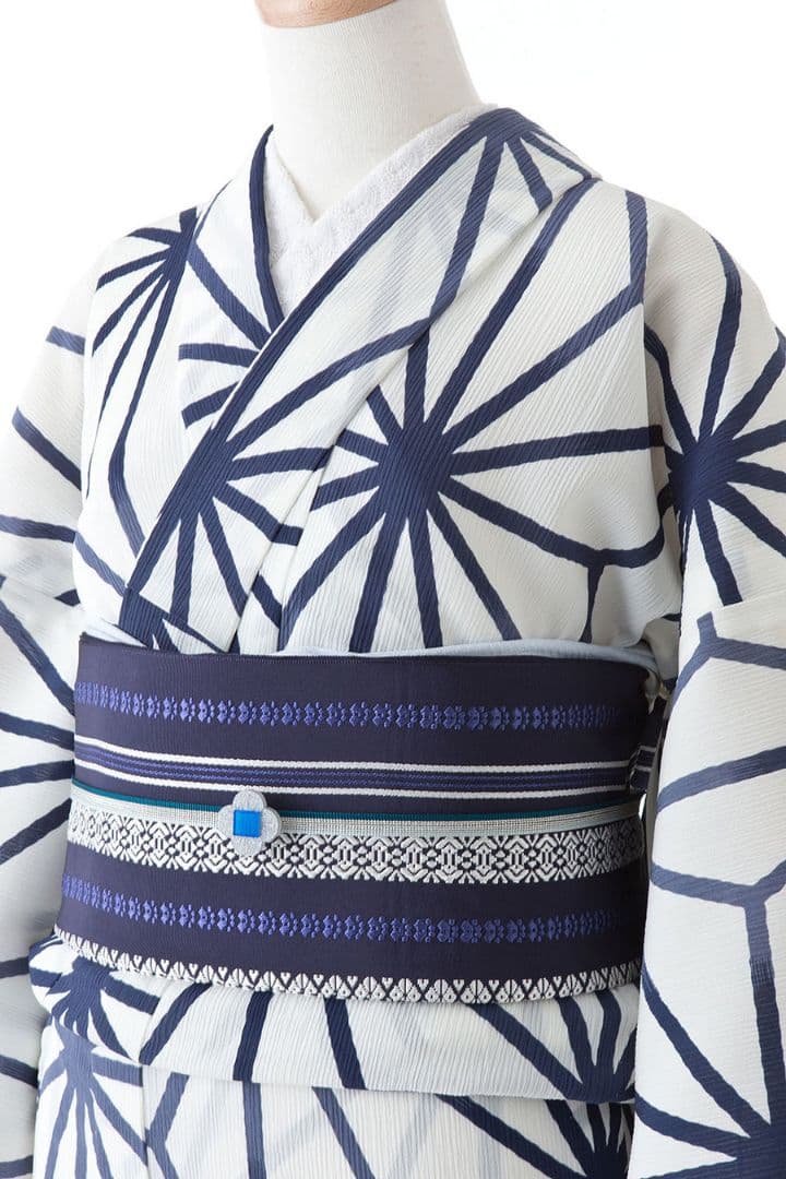 撫松庵　お仕立て上がり浴衣　麻の葉　セオ楊柳　オフシロ　未使用・タグ付き