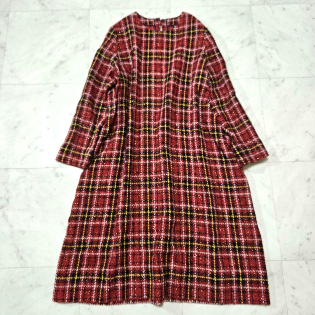 【定価7.3万】45R 現行 \"キラキラタータンDRESS\" ウールワンピース