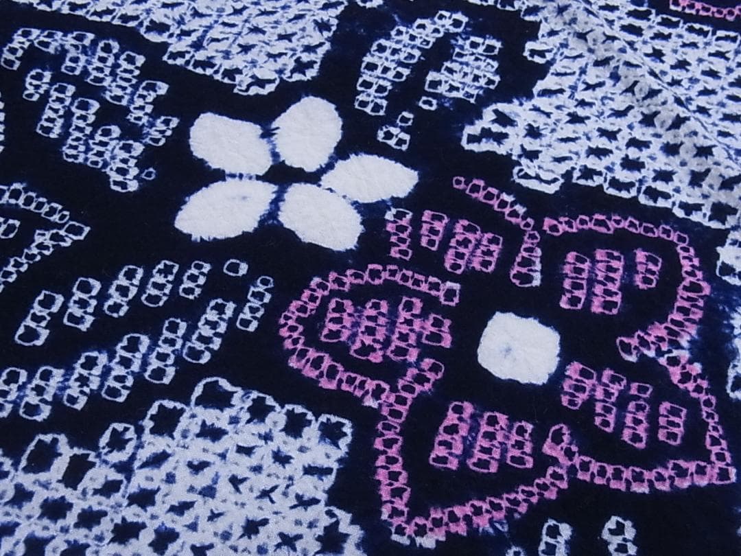 eふれんず◆有松鳴海絞り　夏物　浴衣　草花文　綿◆am1065