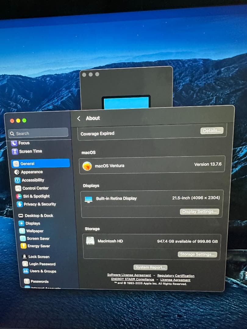 Apple iMac 21.5インチ macOS Ventura 2017