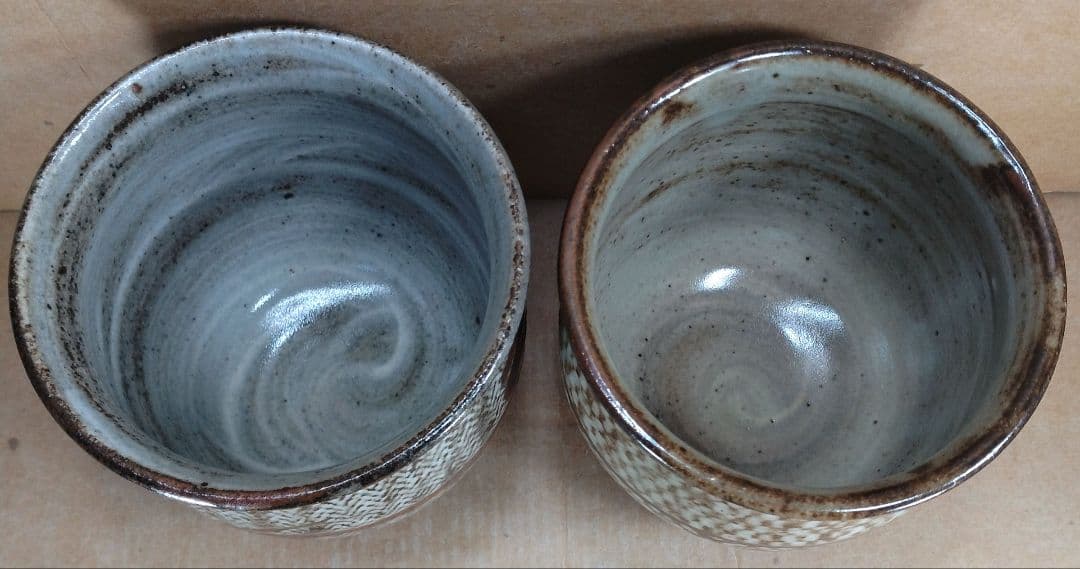 【本物保証】島岡達三 象嵌湯呑 共箱★2セット 栞 人間国宝 未使用品 益子焼