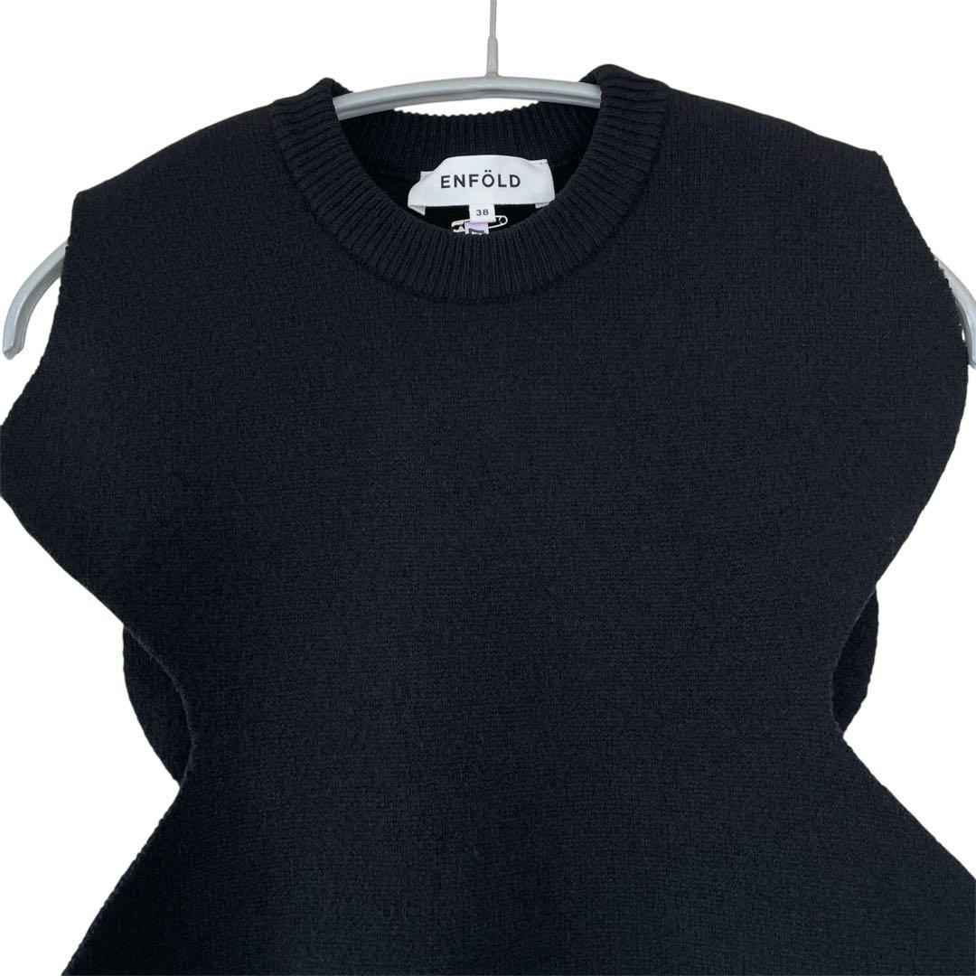 人気 美品 エンフォルド CIRCLE KNIT BIB サークルニットビブ 黒