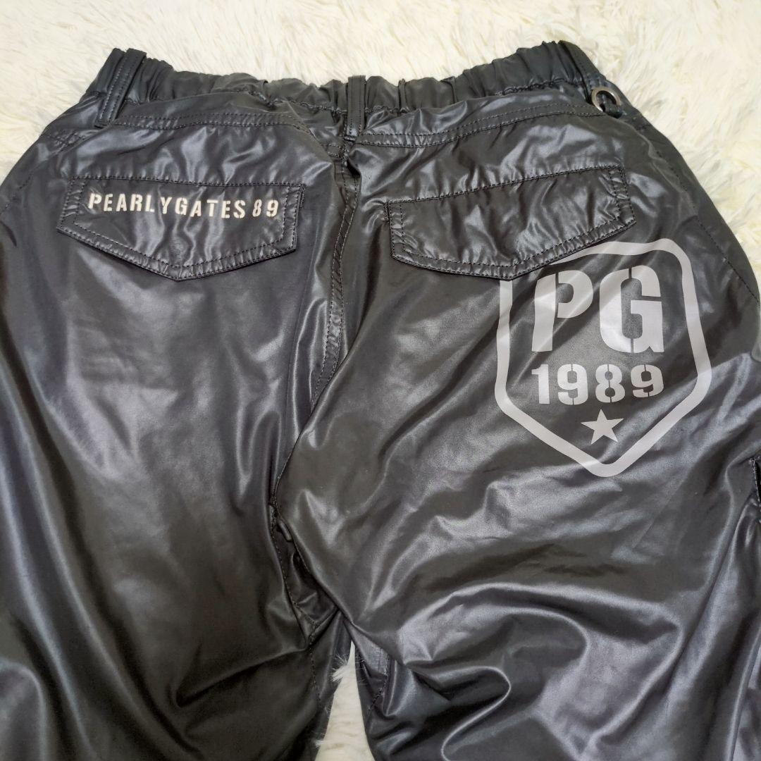 パーリーゲイツ ゴルフパンツ 防寒　ドローコード付き　防寒　ロゴ 　ブラック