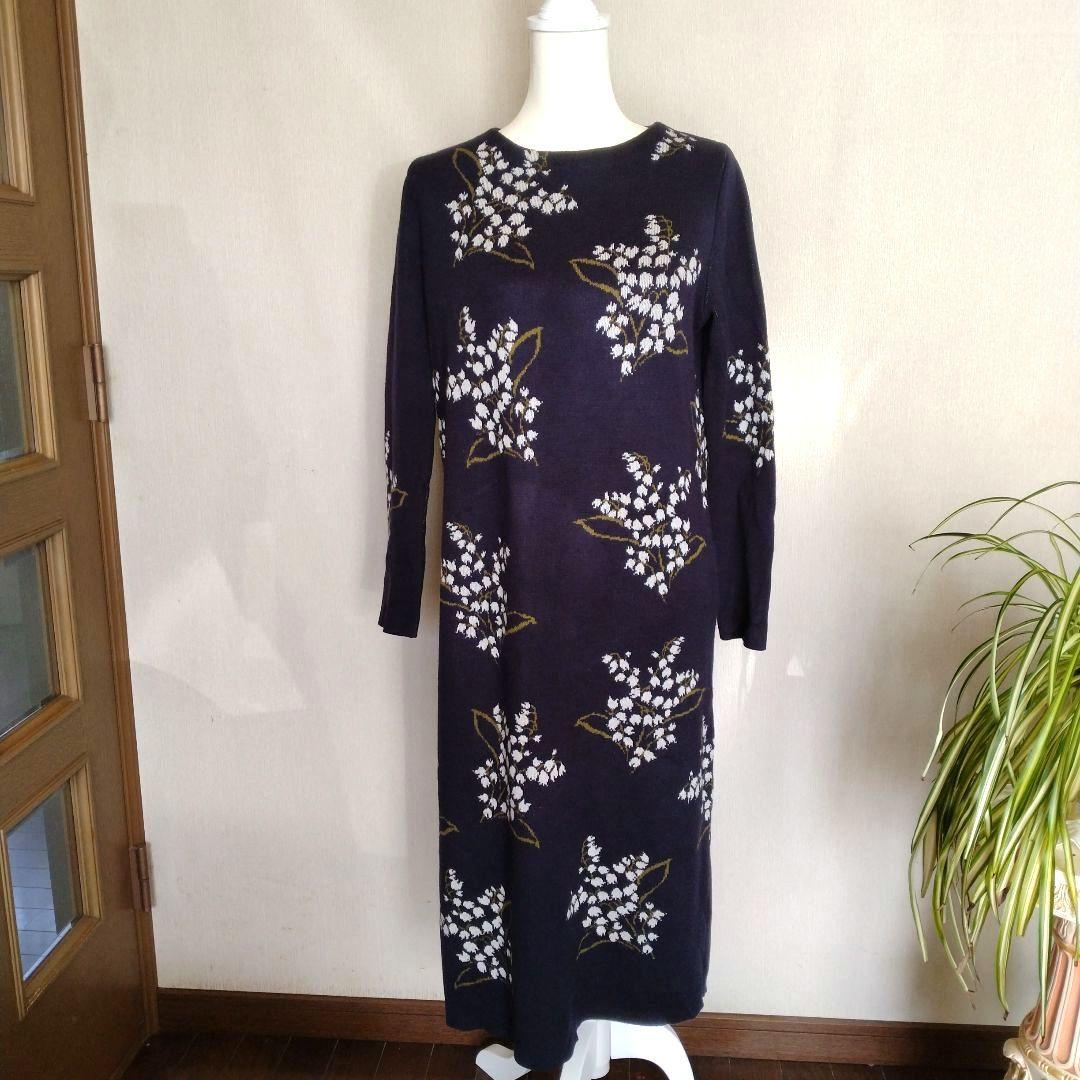 SEVENTENby川人美帆　スズランニットワンピース　ネイビー　M