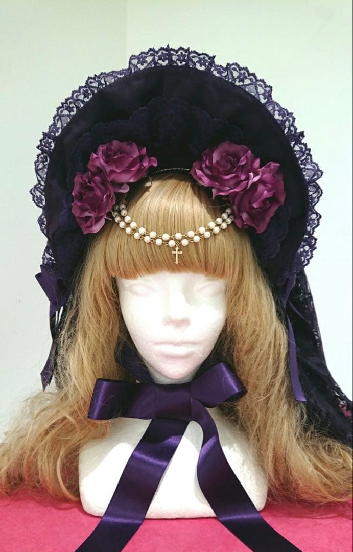 メタモルフォーゼ　追憶の姫君ハーフボンネット　紫×紫レース