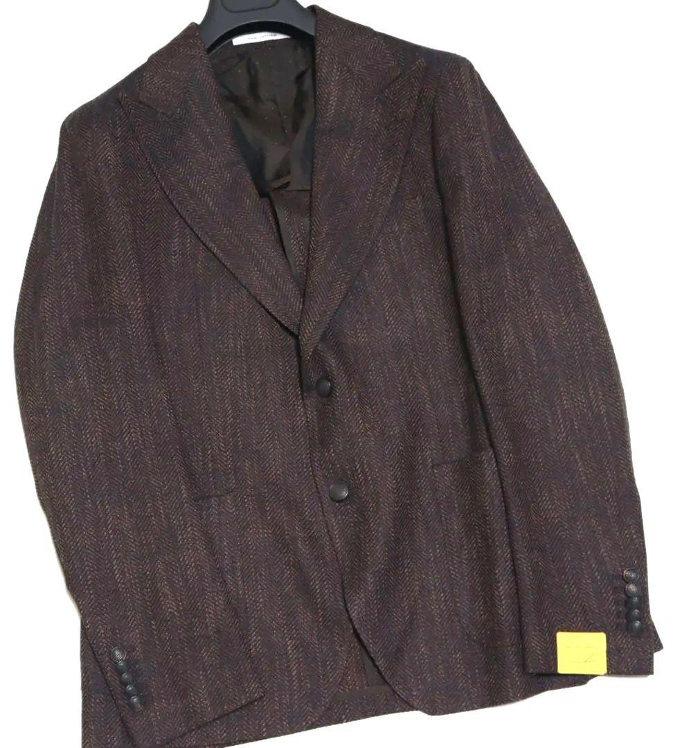新品タグ付き【タリアトーレ】毛シルク混 ヘリンボーン柄 2Bジャケット 54