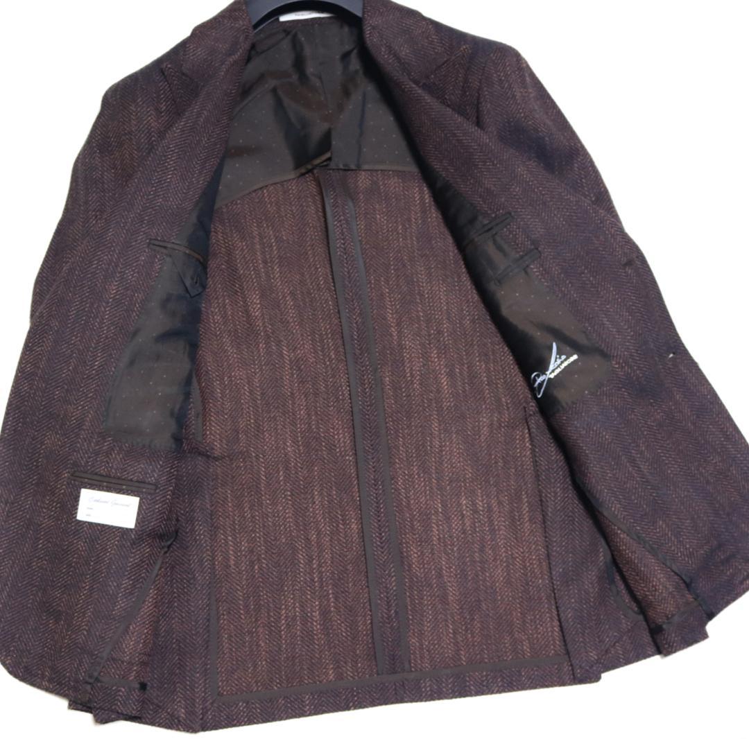 新品タグ付き【タリアトーレ】毛シルク混 ヘリンボーン柄 2Bジャケット 54