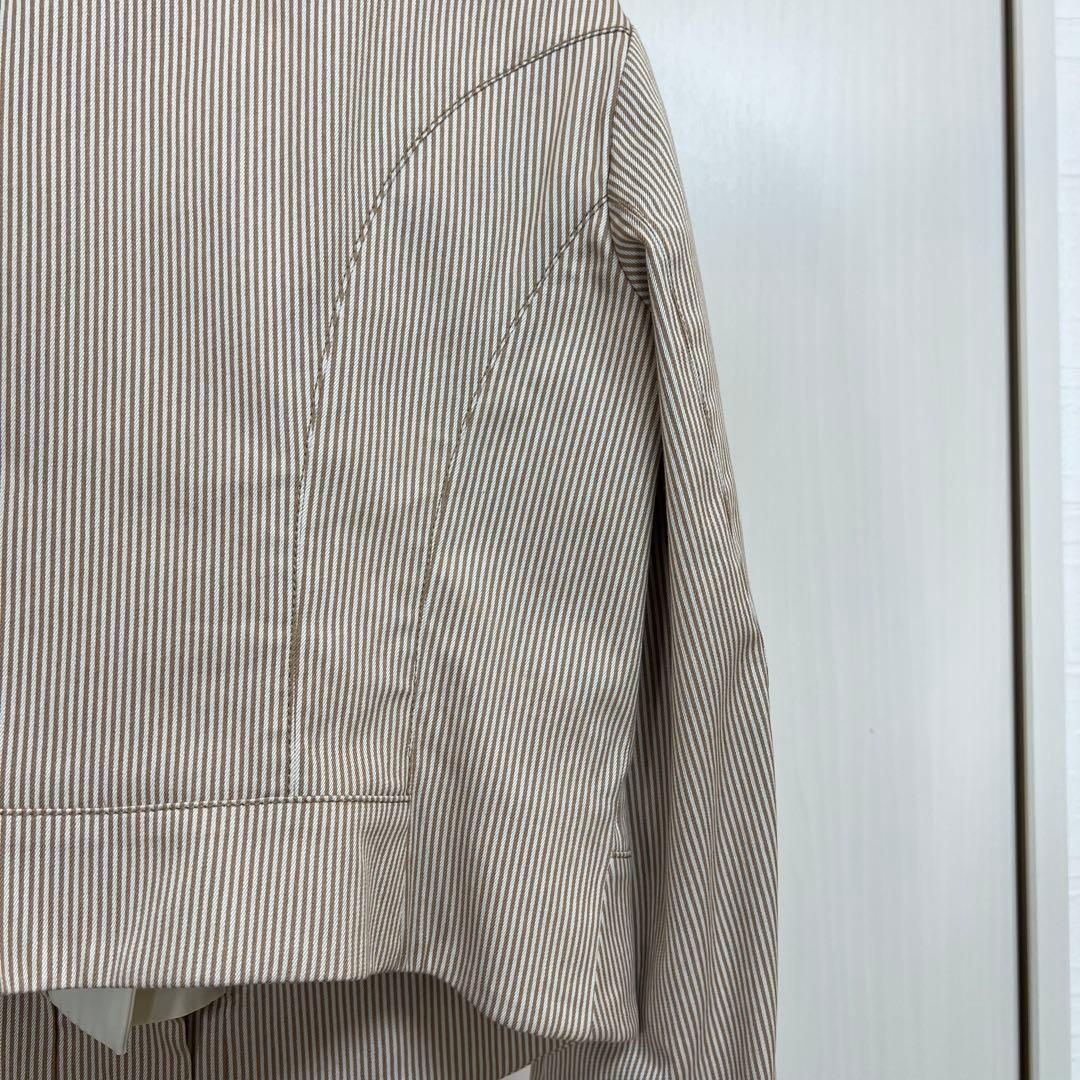 CELINE レイヤードデザイン ストライプノーカラージャケット 40