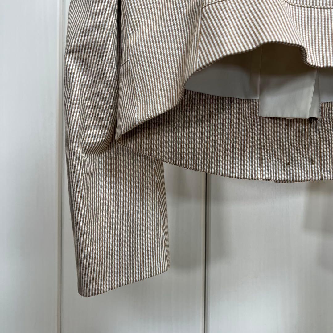 CELINE レイヤードデザイン ストライプノーカラージャケット 40