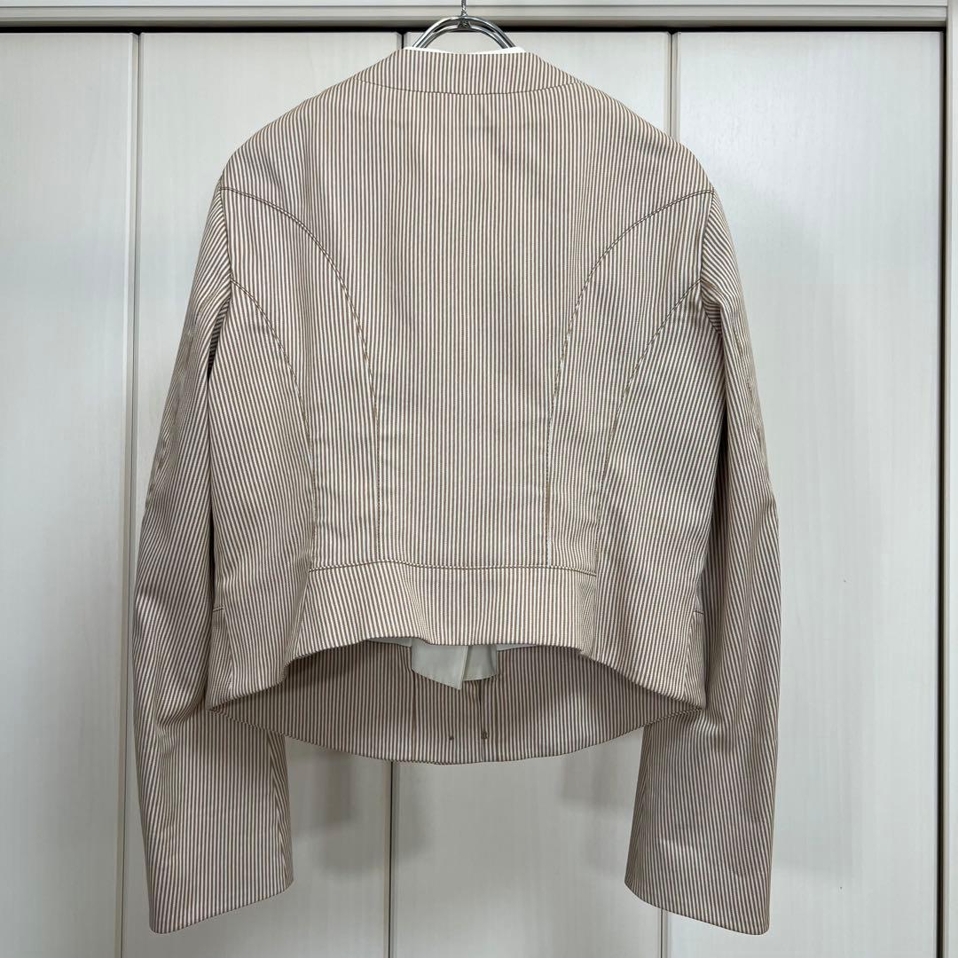 CELINE レイヤードデザイン ストライプノーカラージャケット 40