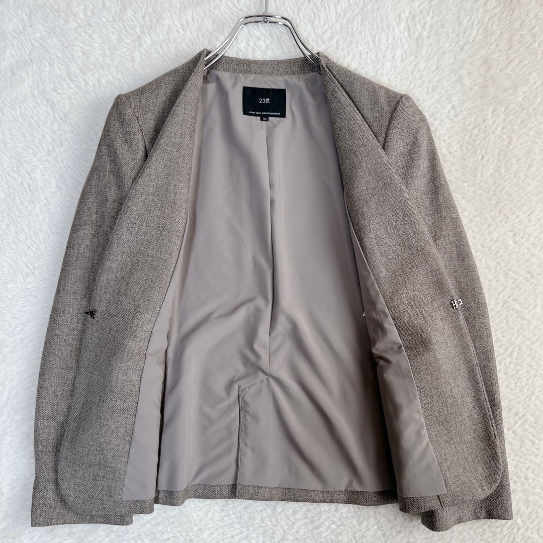 小さいサイズ✨23区 ウールライクカルゼ ノーカラー スカートスーツ 近年モデル