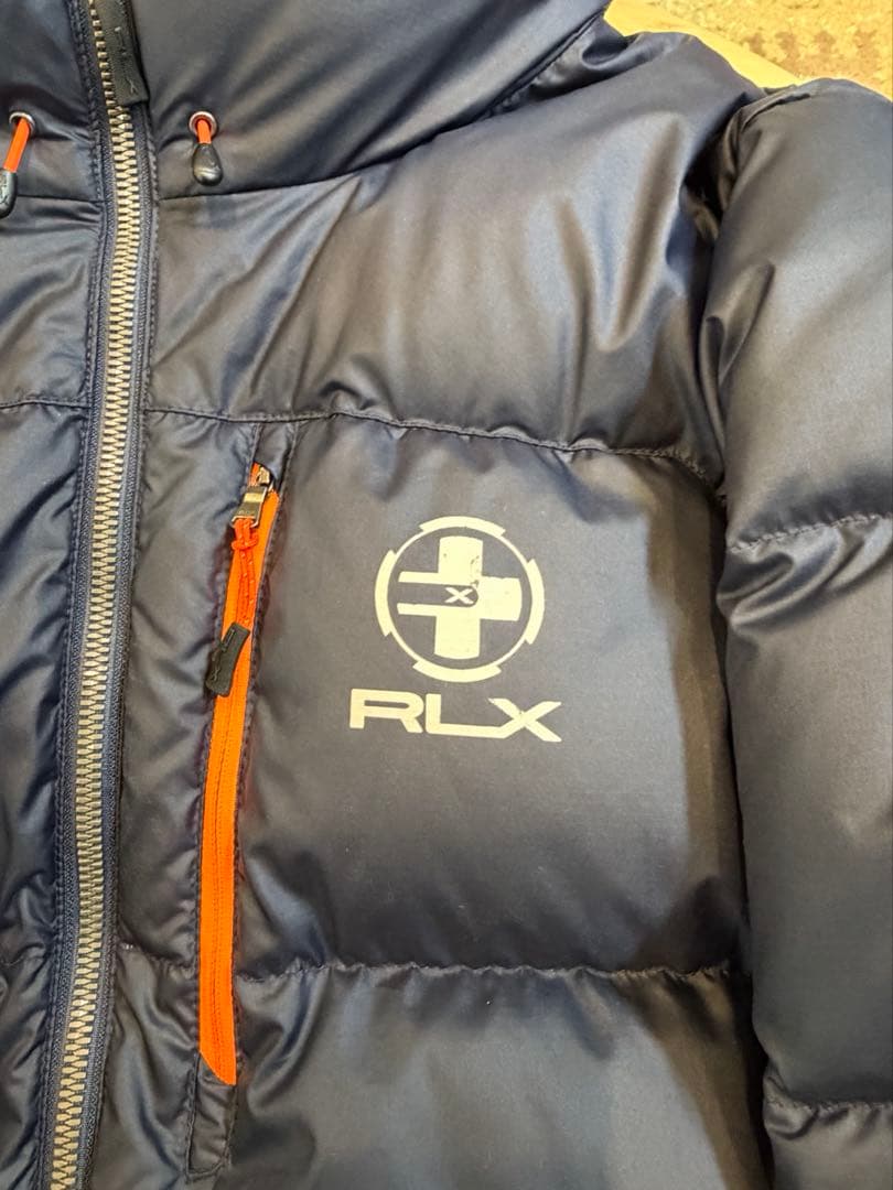 RLX フード付きダウンジャケット ネイビー/オレンジ