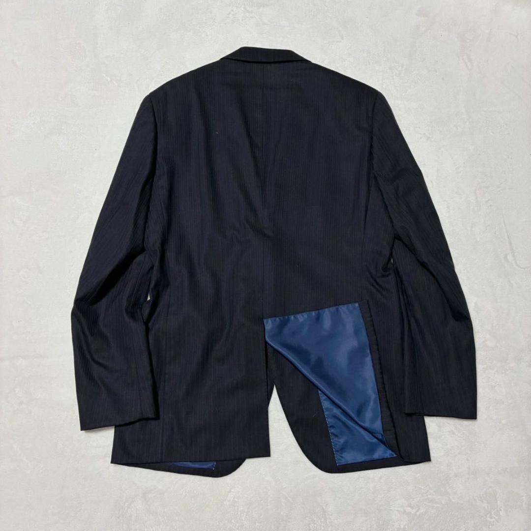 ザスーツカンパニー スリーピーススーツ ストライプ センターベント 裏地派手 黒