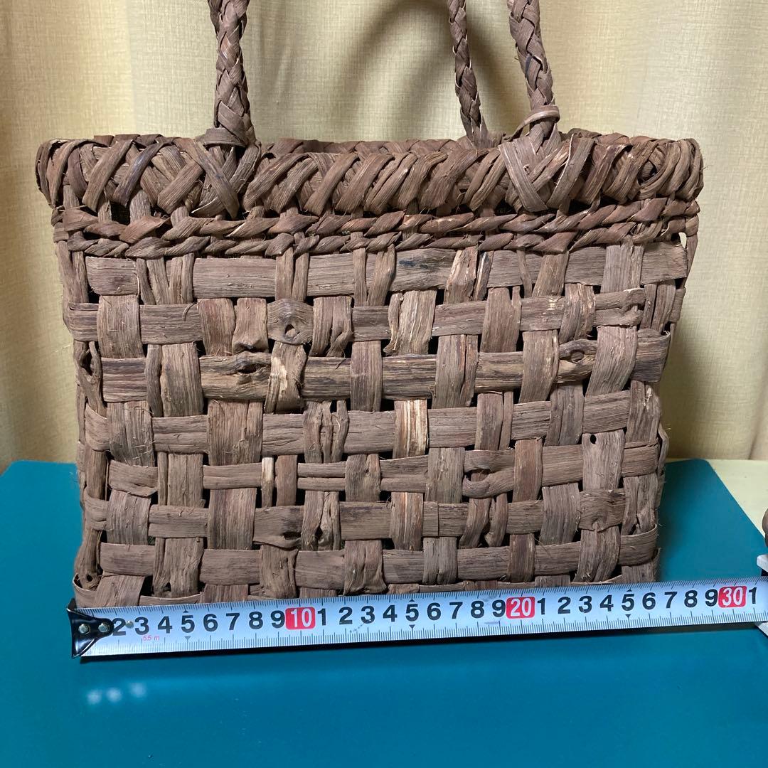 山葡萄カゴバッグ（国産） 持ち手革カバー付き　内布付き　 手作り