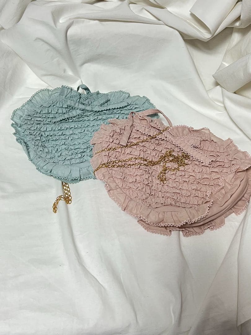 匿名配送/新品未使用 ピンクハウス ピコフリルハートポシェット 水色