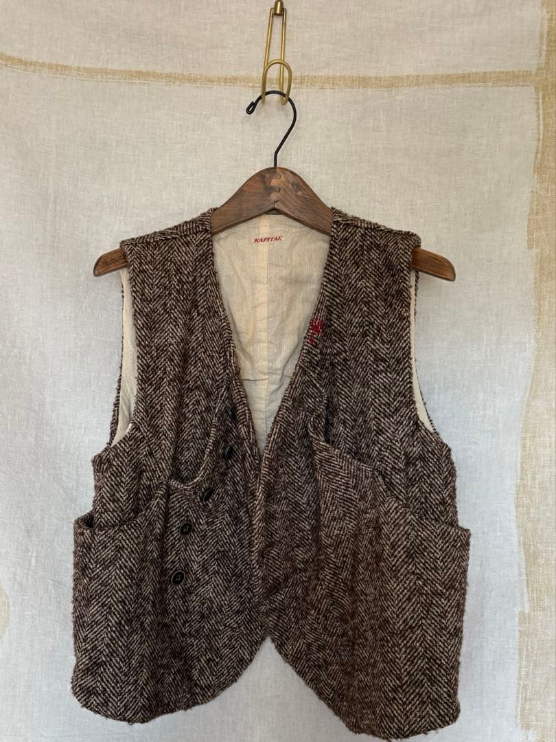 キャピタル　パンベスト　ウールブラウンヘリンボーン サイズ1 Mサイズ程度