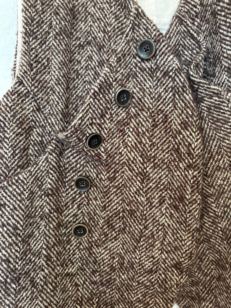 キャピタル　パンベスト　ウールブラウンヘリンボーン サイズ1 Mサイズ程度
