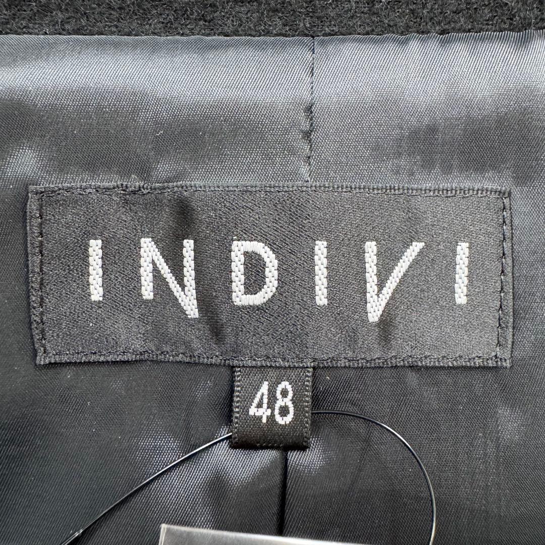 新品未使用　インディヴィ　テーラードジャケット　大きいサイズ　黒　ウール　48