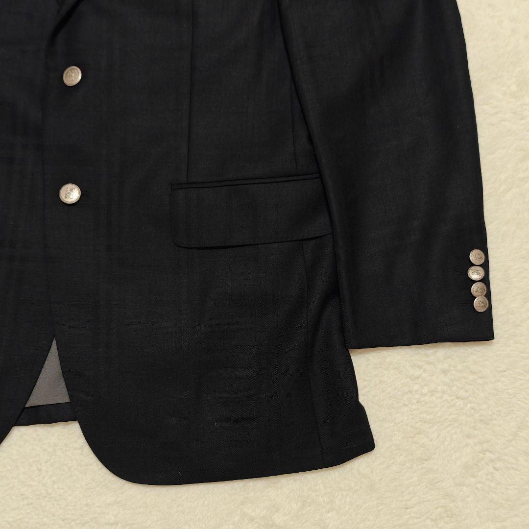 美品✨バーバリーロンドン　テーラードジャケット　カシミヤ混　ノバチェック　黒