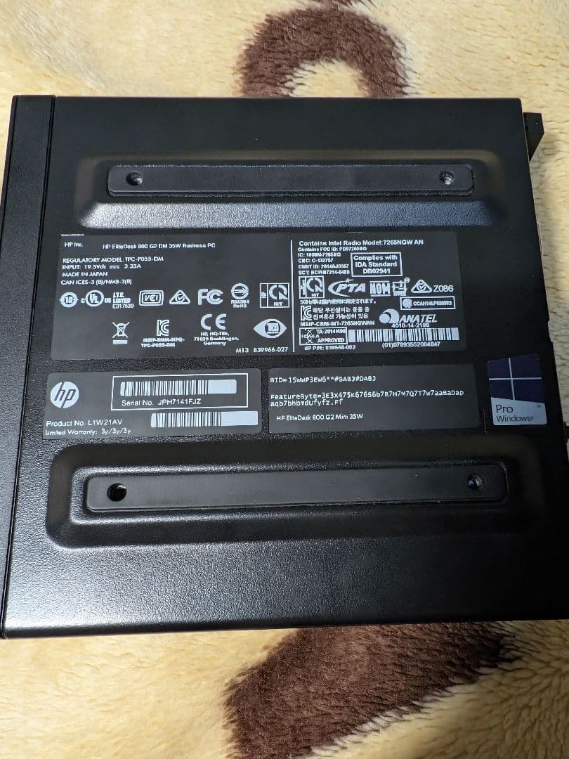 ミニPC HP EliteDesk 800 G2 i7 6700T 4GB/500GB