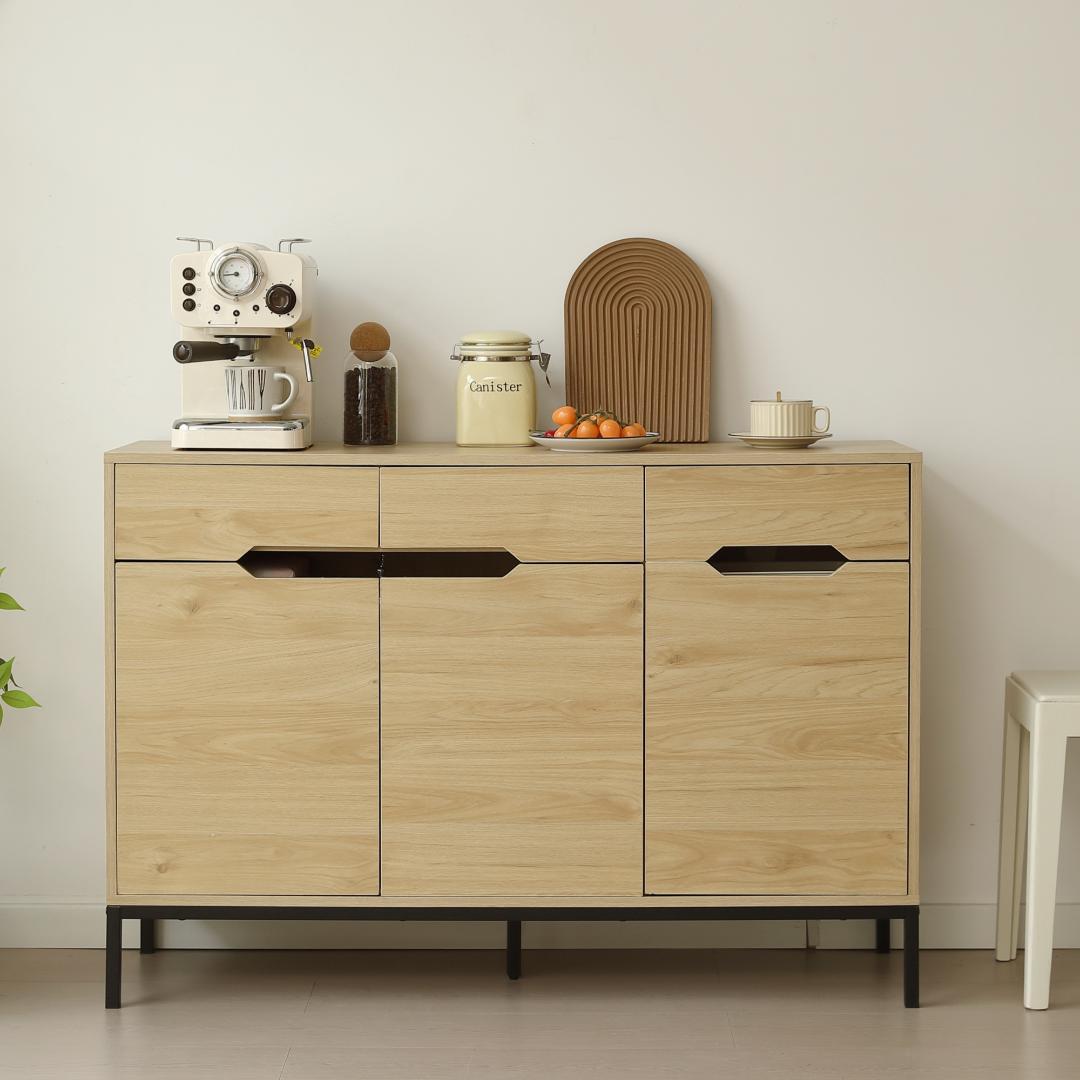 【幅118cm】キャビネット 脚付き サイドボード チェスト NATURAL