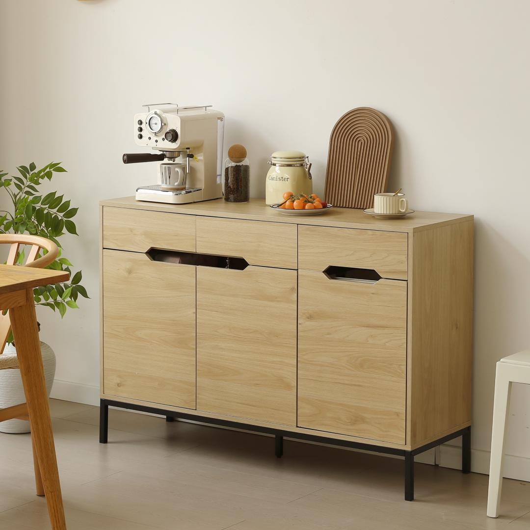 【幅118cm】キャビネット 脚付き サイドボード チェスト NATURAL