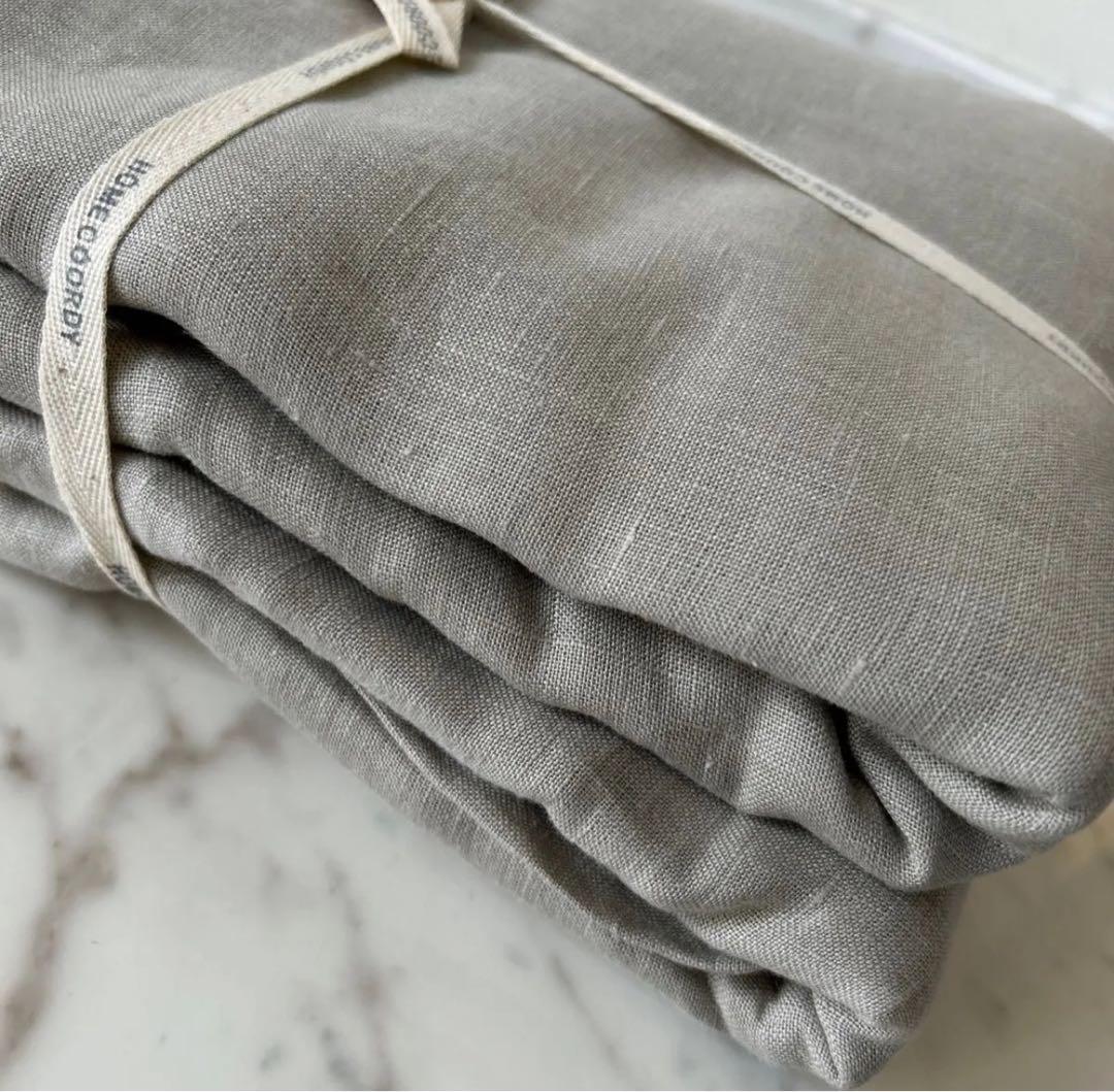 リネン100% ダブルロングサイズ 掛け布団カバー　ベージュ 麻100