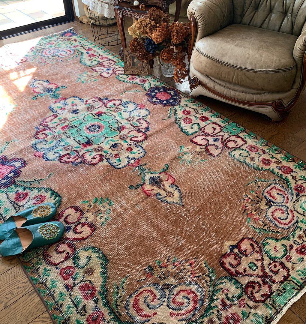 nyao様 超大判　271×140 超レア　トルコヴィンテージラグ　テラコッタ