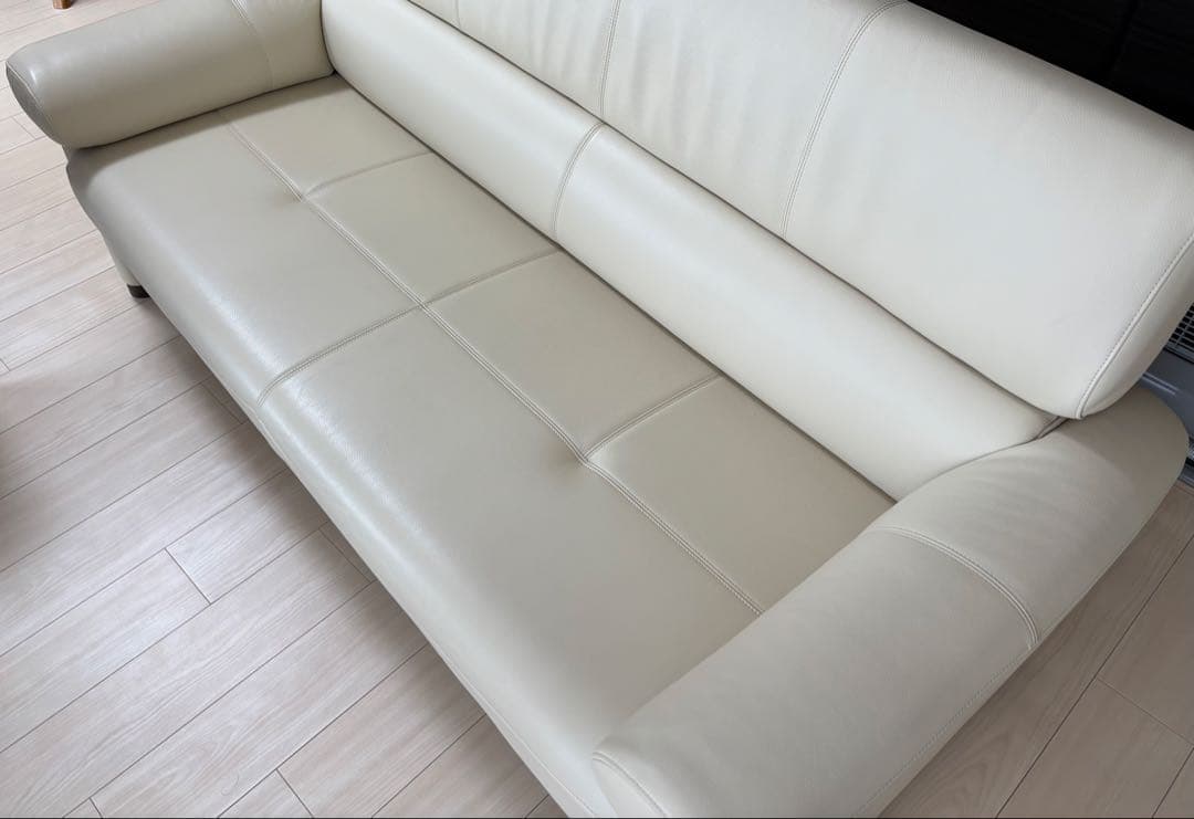 浜本工芸 革張地 3人掛けソファ