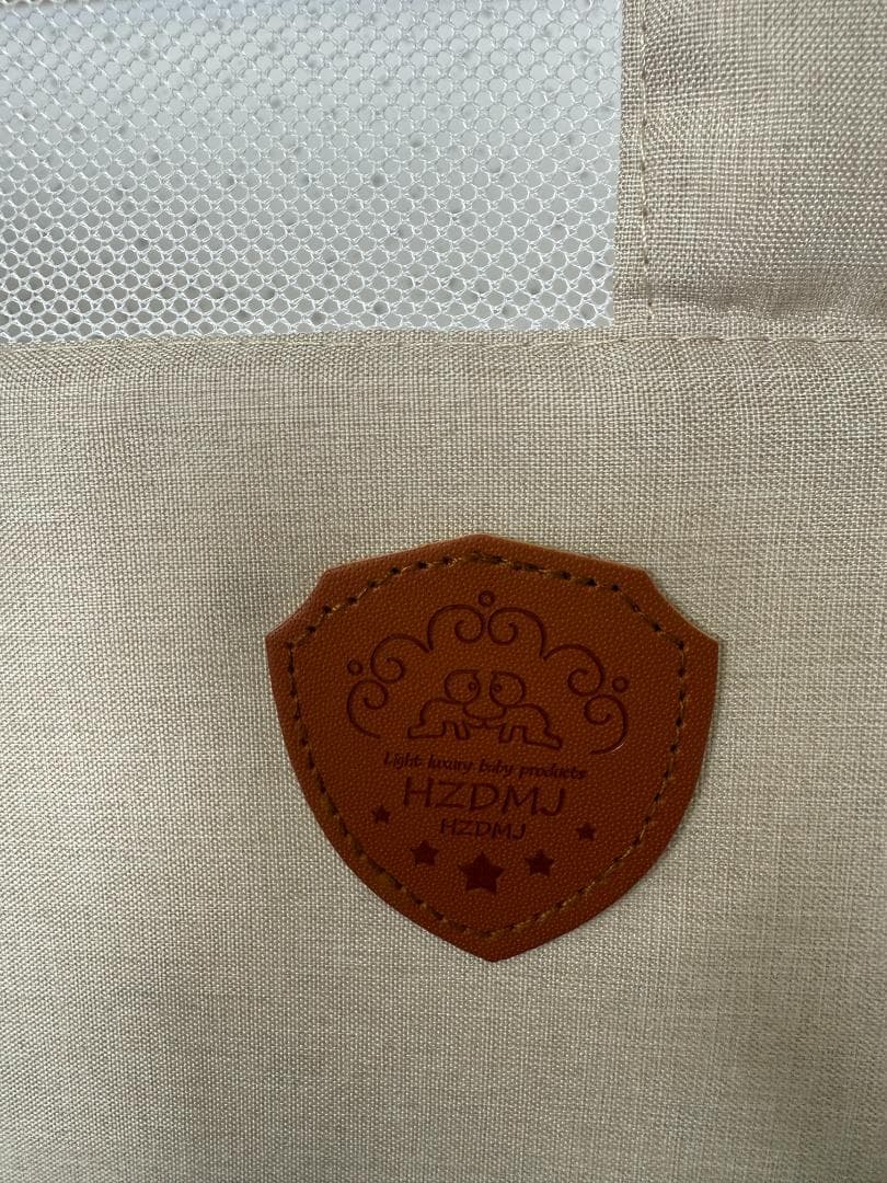 【美品】HZDMJ ベビーベッド カーキ 蚊帳・収納付き