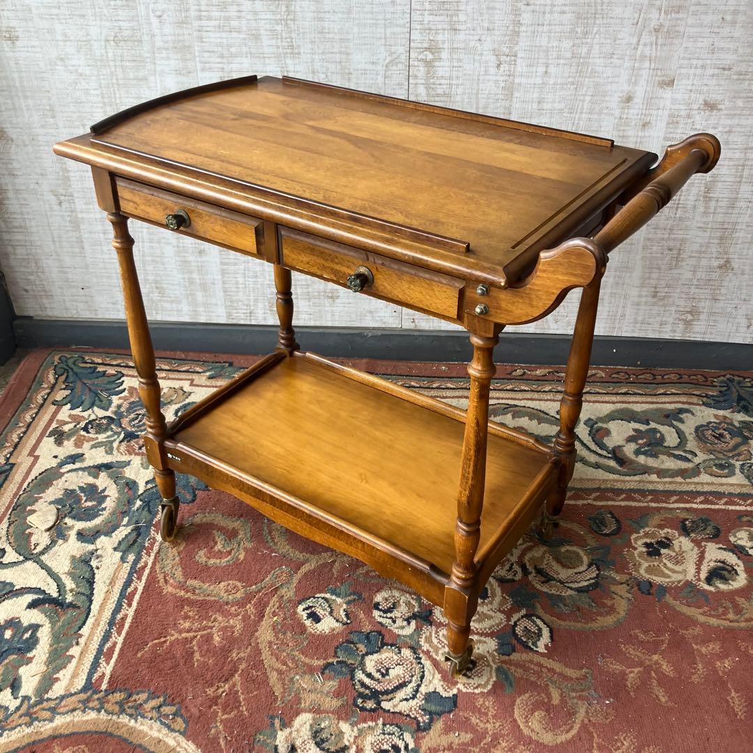 アンティーク カリモク 木製トローリー サービスワゴン キッチンカート 古家具