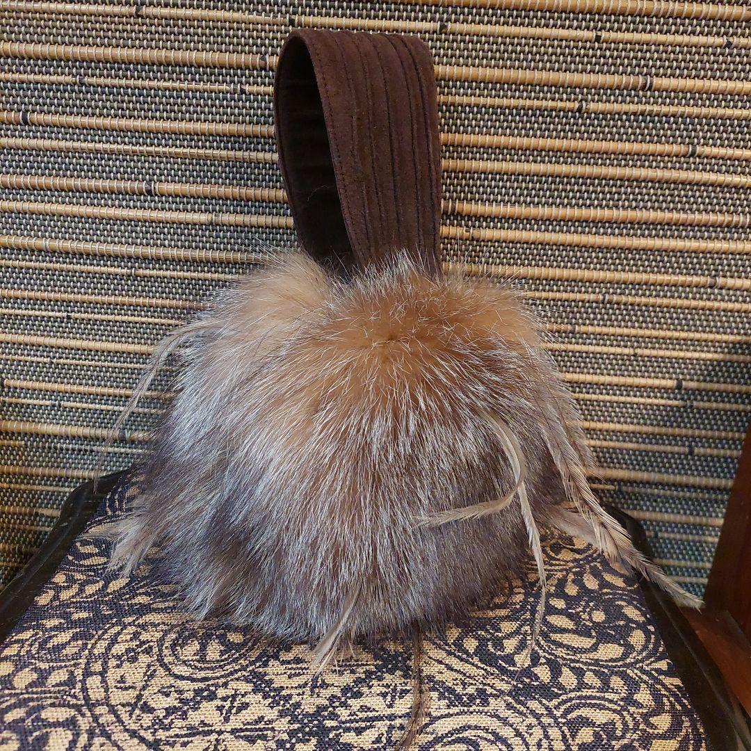 DoKIri-⭐ミンク⭐ミニバック⭐パーティーバッグ⭐持ち手スエード茶