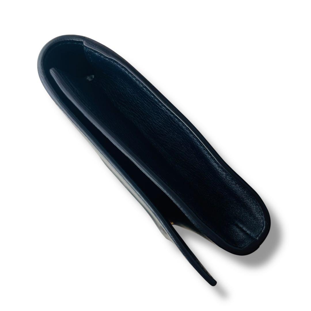 美品 濃紺 サンローラン クラッチバッグ カサンドラ ロゴステッチ パーティー