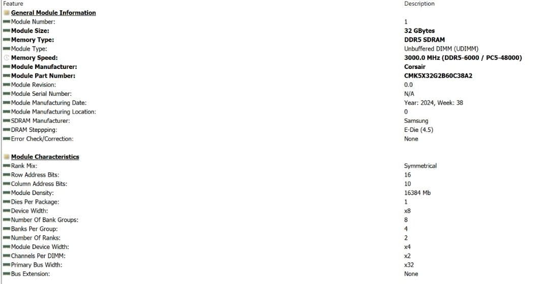 メモリー CORSAIR DDR5 32GBx2 64Gb 6000Mhz