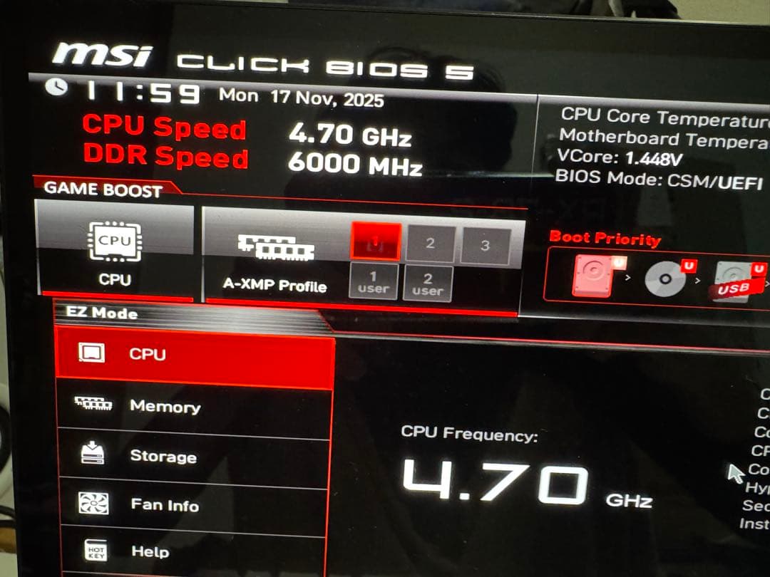 メモリー CORSAIR DDR5 32GBx2 64Gb 6000Mhz