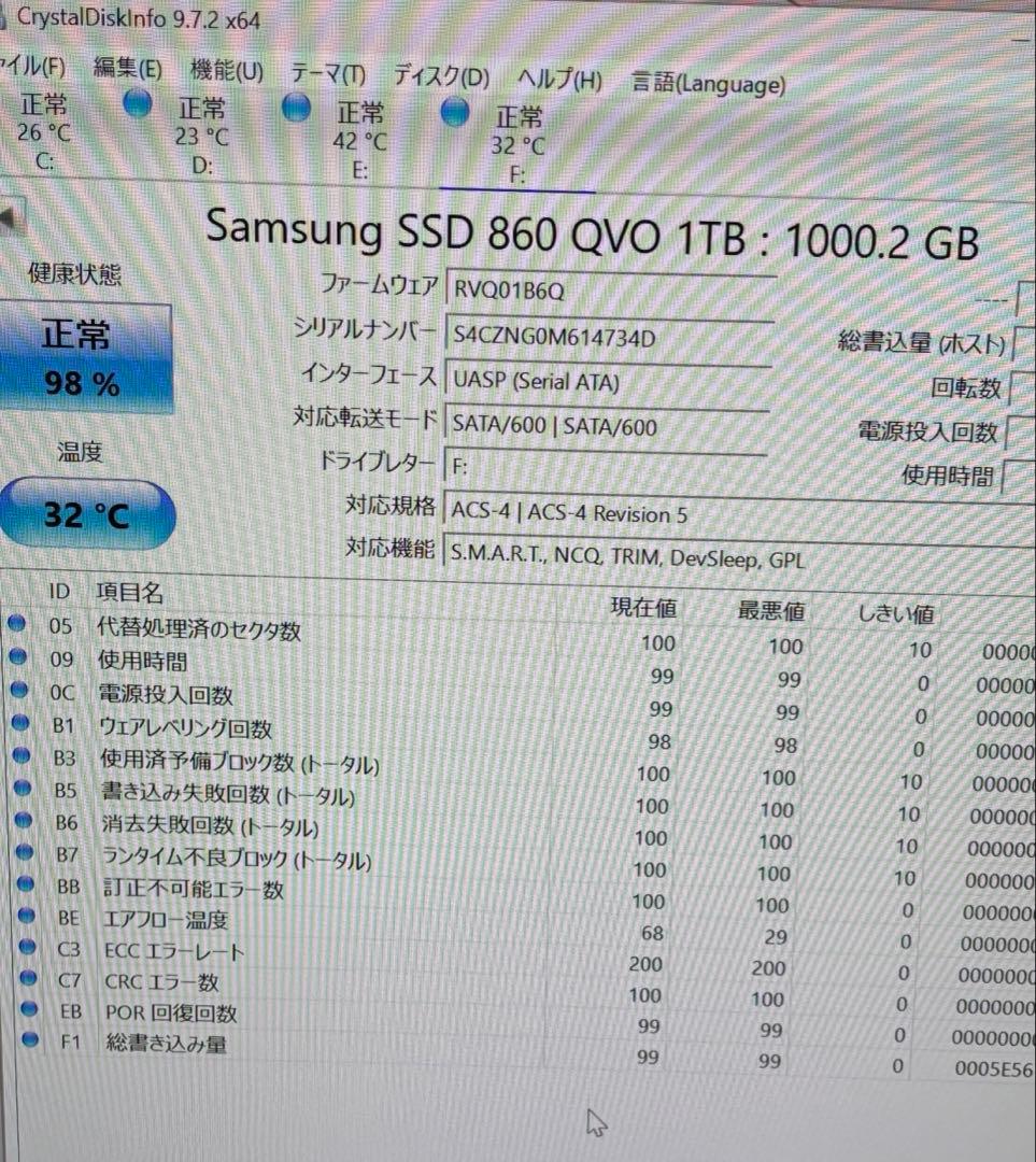 サ*ロ様 動作確認済み Samsung 860 QVO 1TB SSD