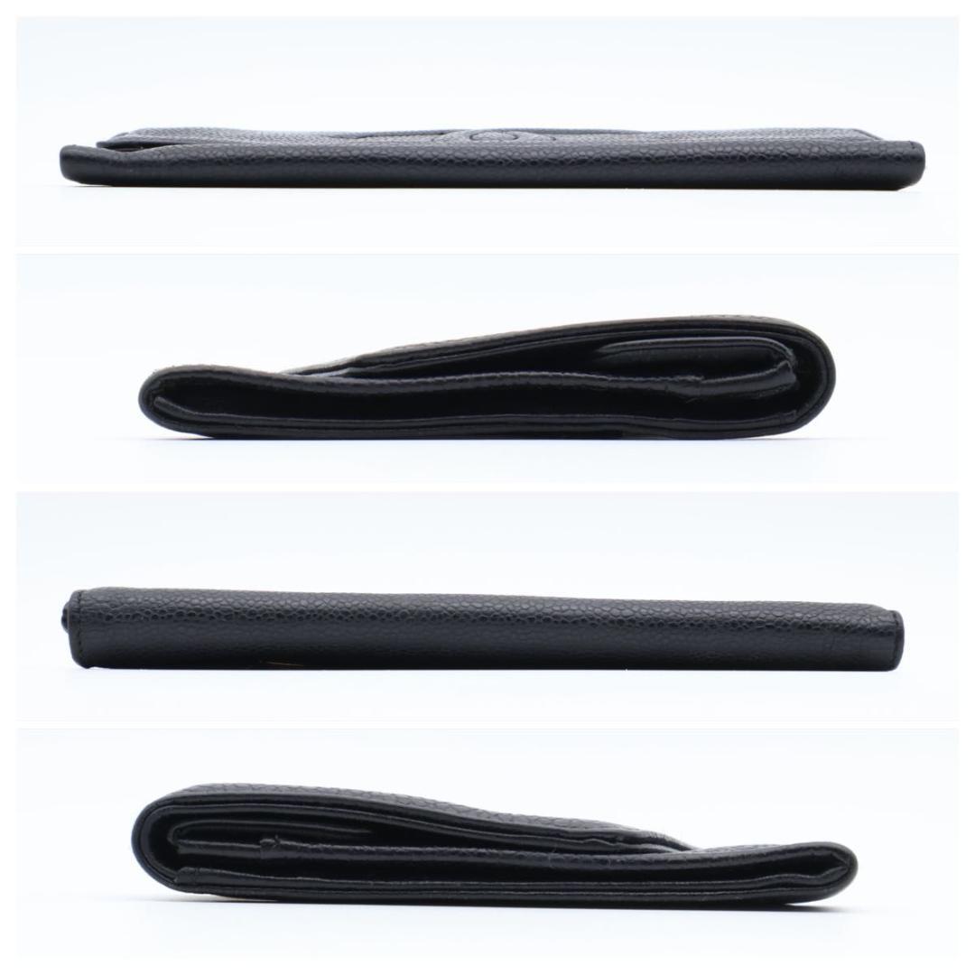【超極美品】CHANEL 長財布　デカココ　キャビアスキン　Wフラップ　黒