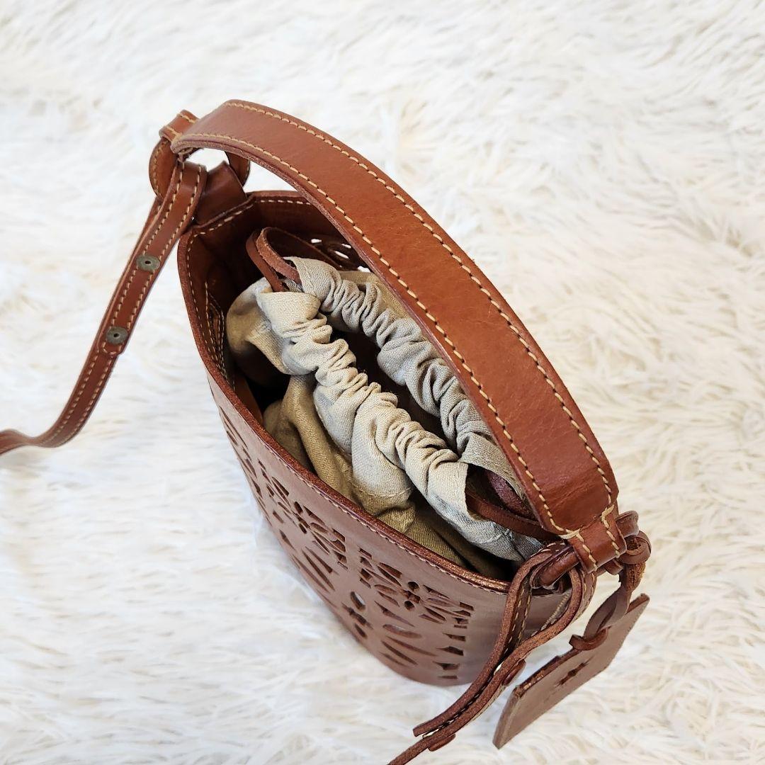 《美品》genten ゲンテン マルチカットワーク ショルダーバッグ 2way