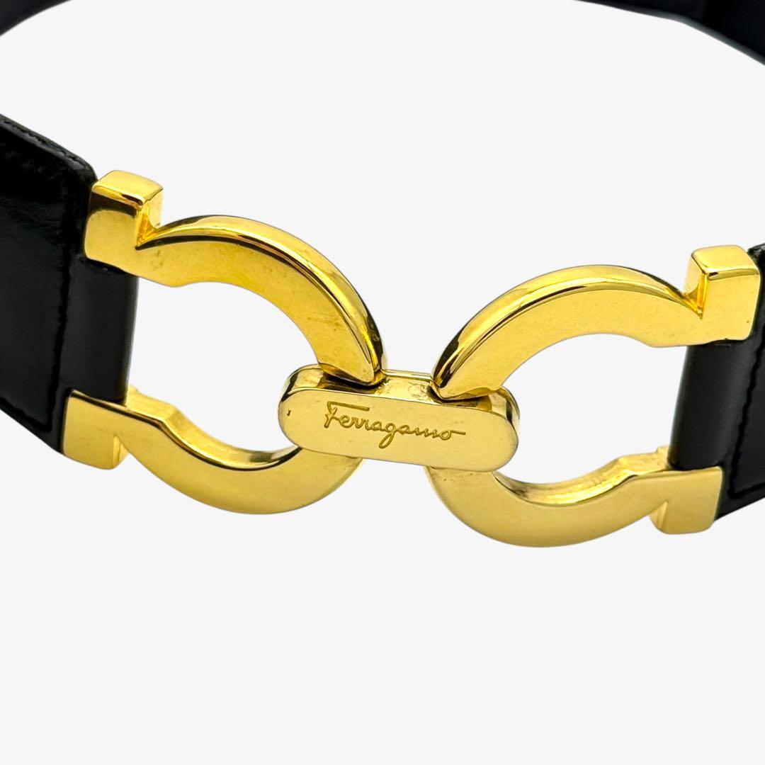 【美品】サルヴァトーレ　フェラガモ ベルト　ガンチーニ レザー ブラック