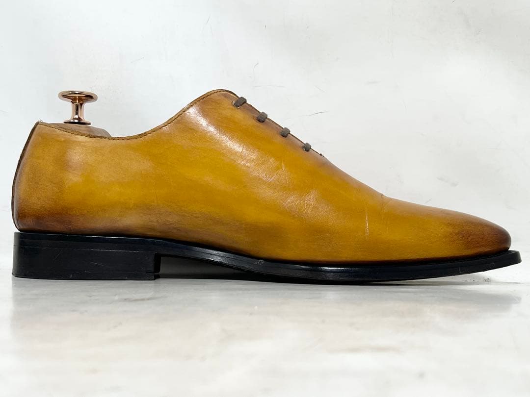 美品 イタリア製 Giancani 40 レザーホールカットシューズ キャメル