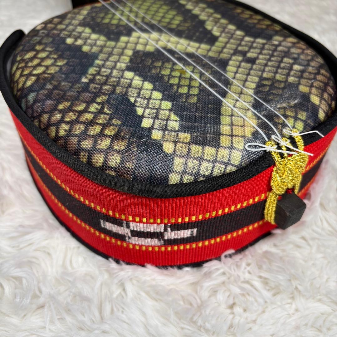 三線 沖縄 人工皮 民謡和楽器 付属品多数　ハードケース付き　蛇皮